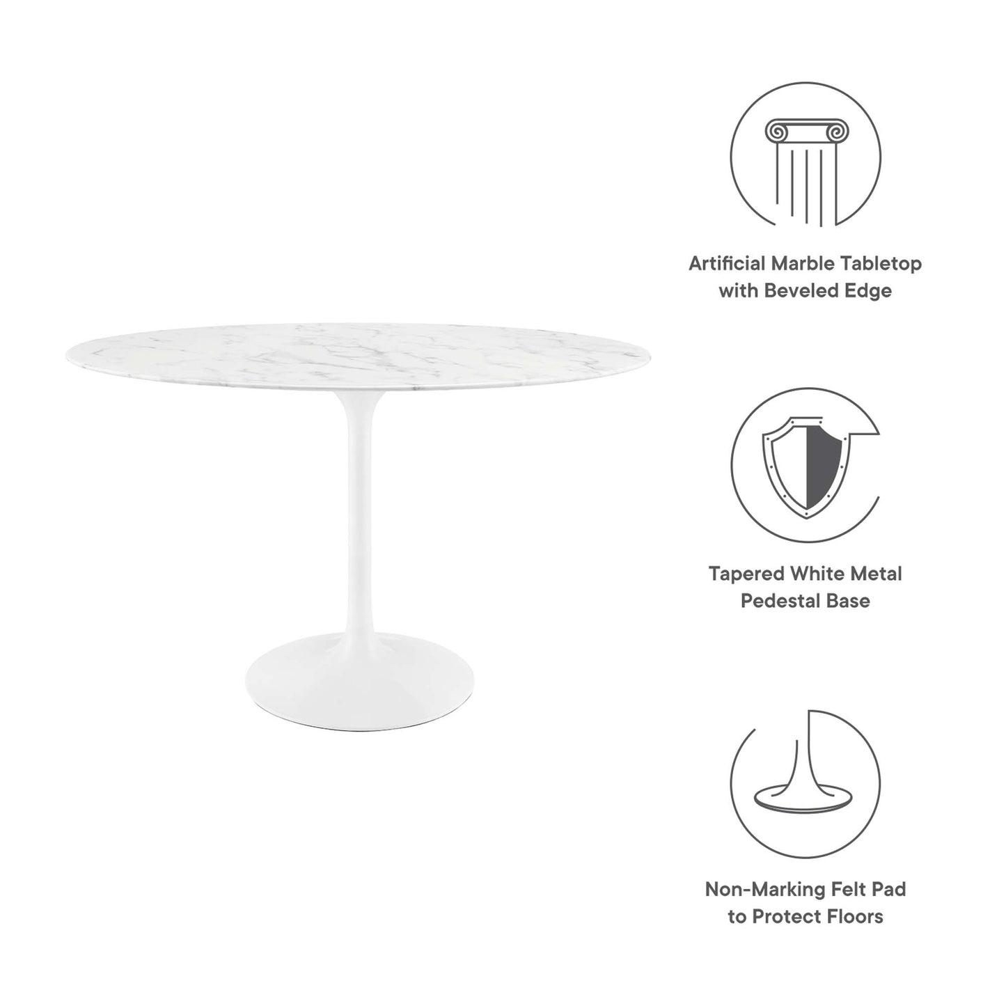 Modway - Lippa 48" Oval Faux Marble Dining Table by Modway  Bar and Dining Bar and Dining Tables White - EEI-2021-WHI