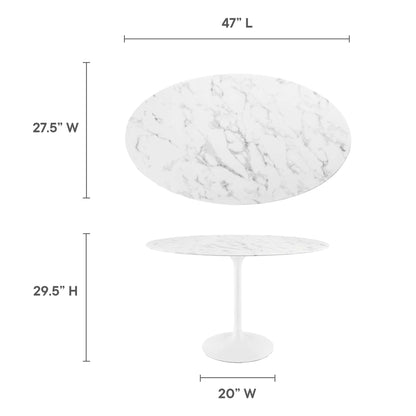 Modway - Lippa 48" Oval Faux Marble Dining Table by Modway  Bar and Dining Bar and Dining Tables White - EEI-2021-WHI