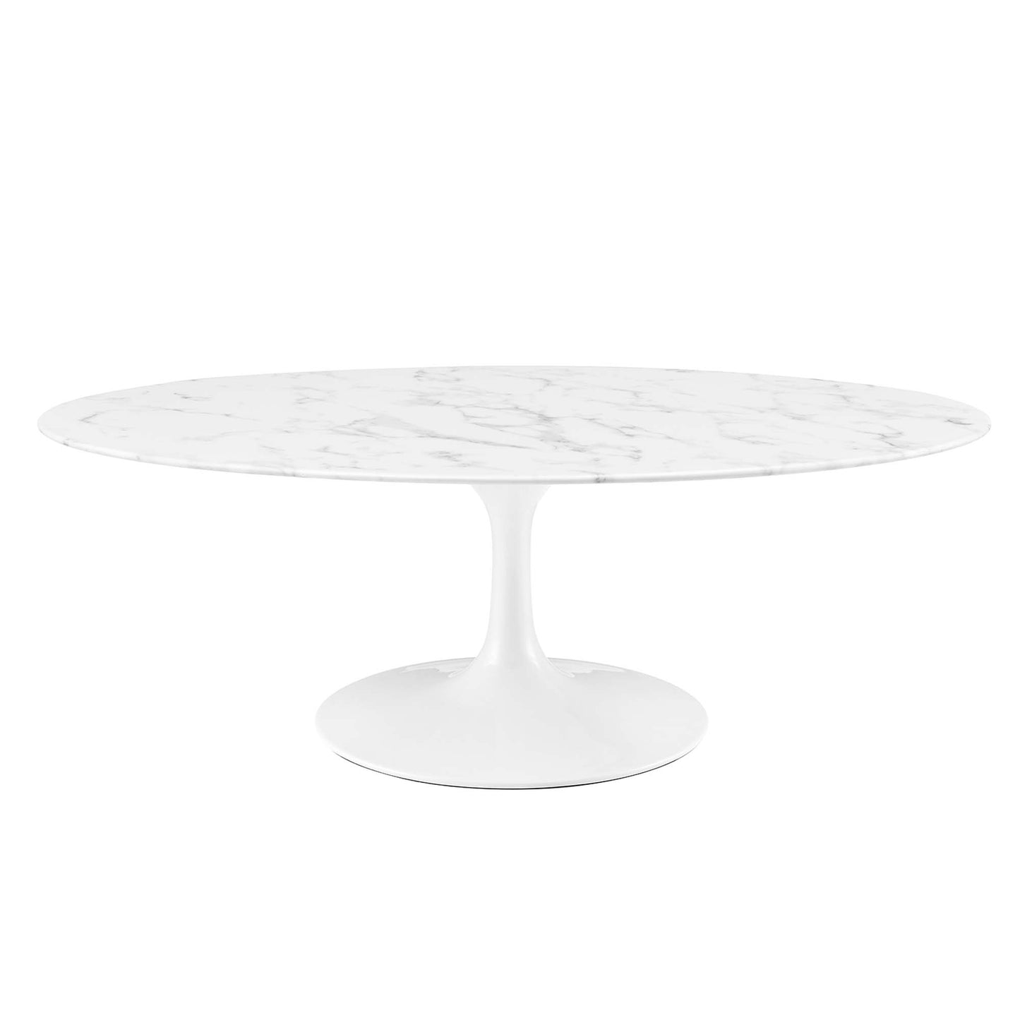 Modway - Lippa 48" Oval Faux Marble Coffee Table by Modway  Living Room Tables White - EEI-2022-WHI