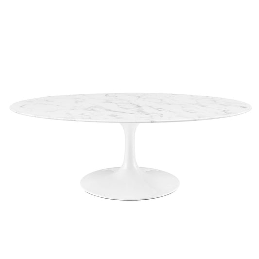 Modway - Lippa 48" Oval Faux Marble Coffee Table by Modway  Living Room Tables White - EEI-2022-WHI