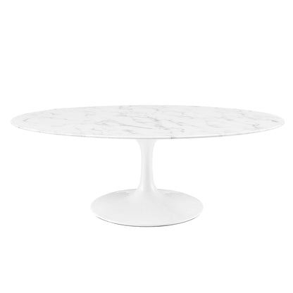 Modway - Lippa 48" Oval Faux Marble Coffee Table by Modway  Living Room Tables White - EEI-2022-WHI