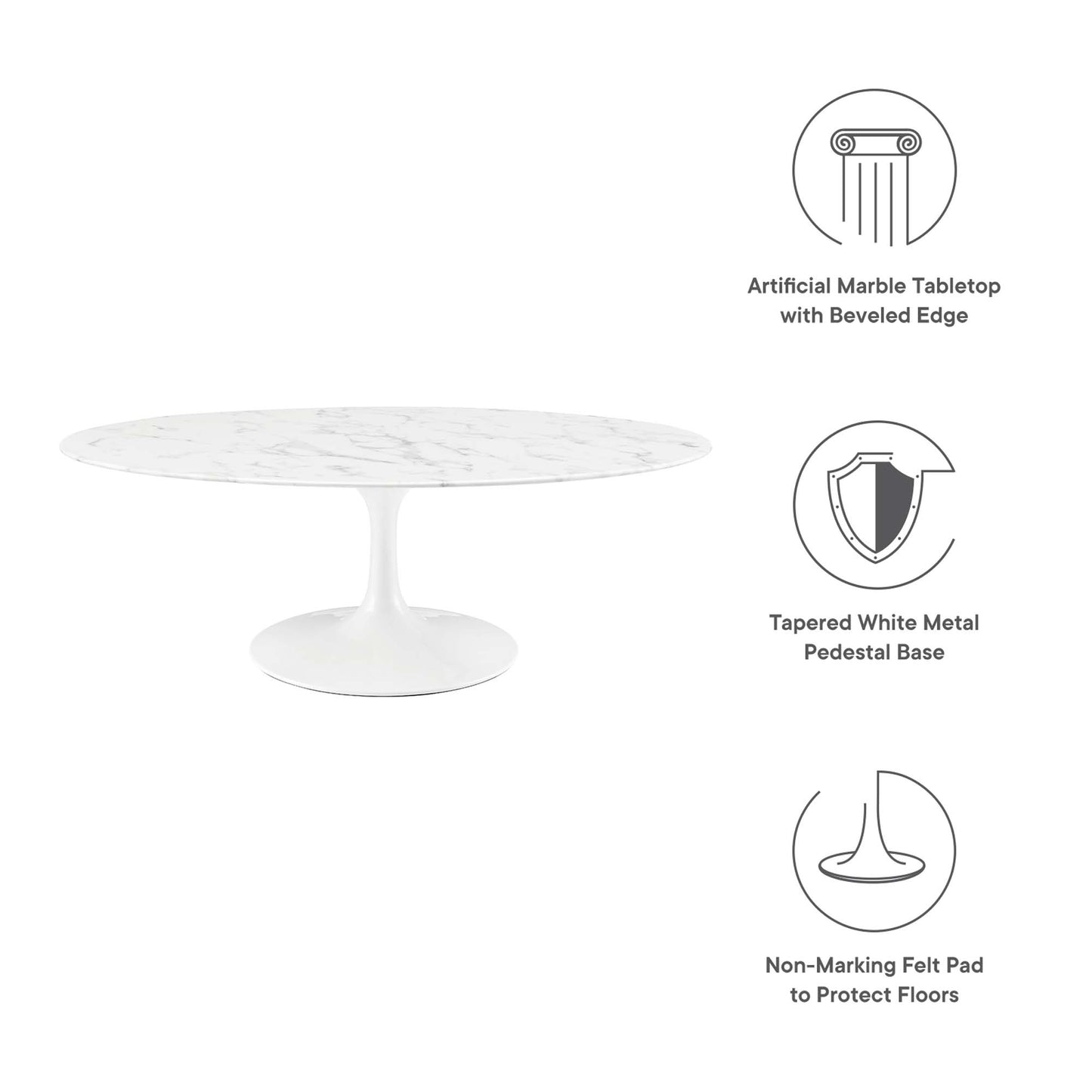 Modway - Lippa 48" Oval Faux Marble Coffee Table by Modway  Living Room Tables White - EEI-2022-WHI