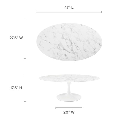 Modway - Lippa 48" Oval Faux Marble Coffee Table by Modway  Living Room Tables White - EEI-2022-WHI