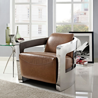 Modway Outlet Trip Leather Lounge Chair by Modway  Living Room Furniture Brown - EEI-2070-BRN