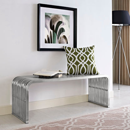 Modway - Pipe 47" Stainless Steel Bench by Modway  Living Room Benches and Stools Silver - EEI-2102-SLV