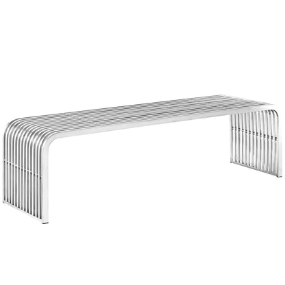 Modway - Pipe 60" Stainless Steel Bench by Modway  Living Room Benches and Stools Silver - EEI-2103-SLV