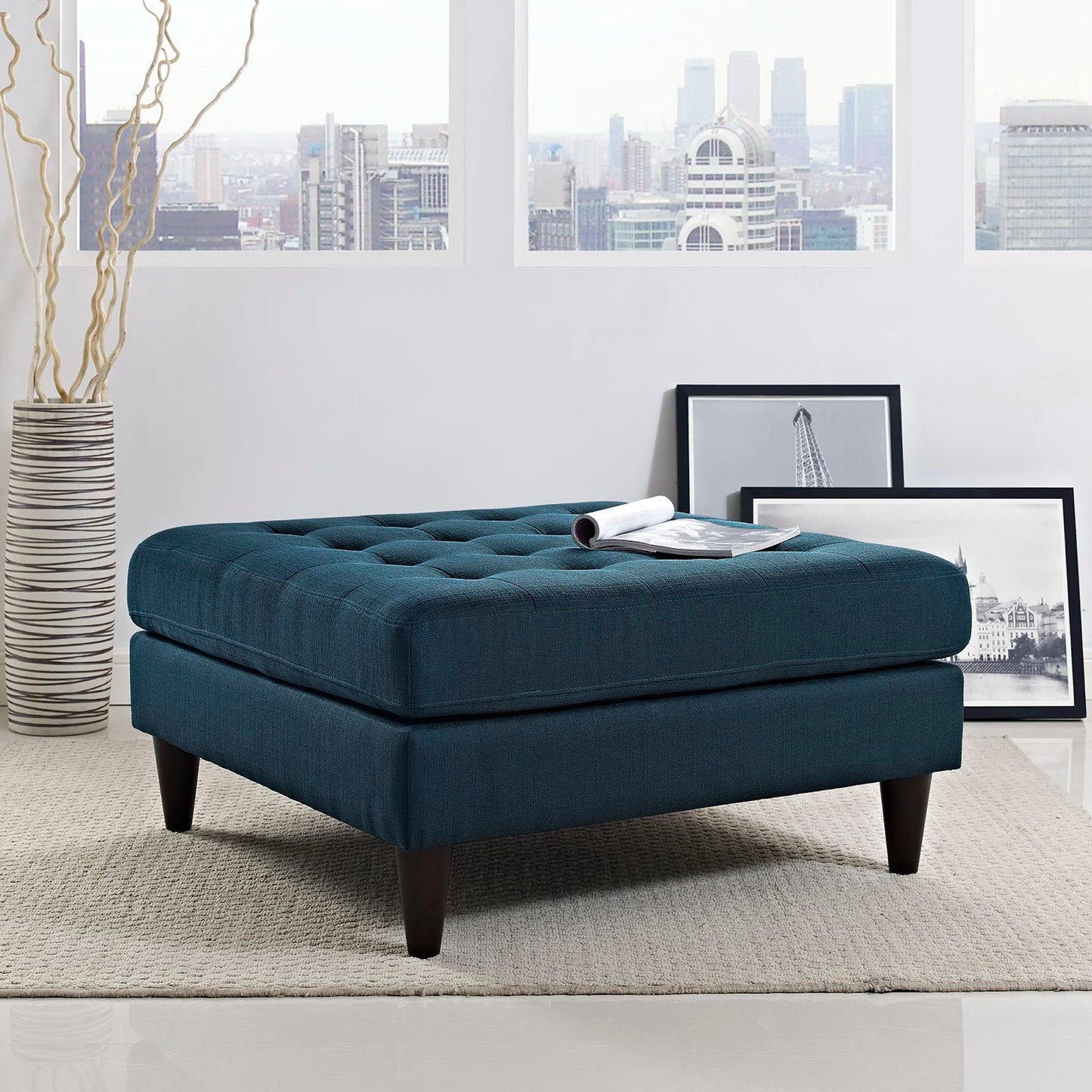 Modway Outlet Empress Upholstered Fabric Large Ottoman by Modway  Living Room Furniture Azure - EEI-2139-AZU