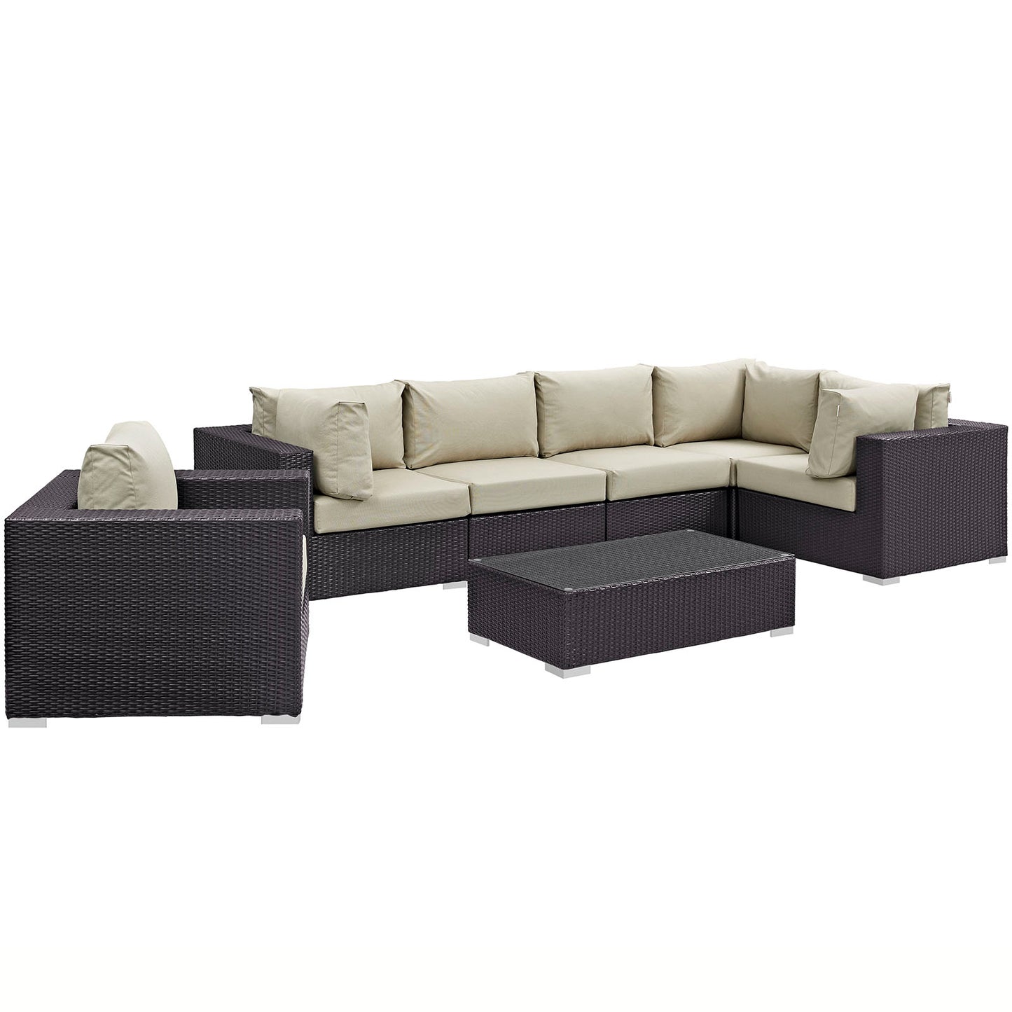 Modway - Convene 7 Piece Outdoor Patio Sectional Set by Modway  Outdoor Furniture Sofa Sectionals Brown - EEI-2157-EXP-BEI-SET