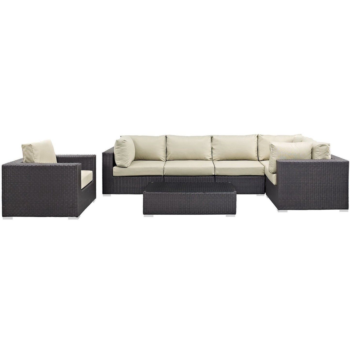 Modway - Convene 7 Piece Outdoor Patio Sectional Set by Modway  Outdoor Furniture Sofa Sectionals Brown - EEI-2157-EXP-BEI-SET