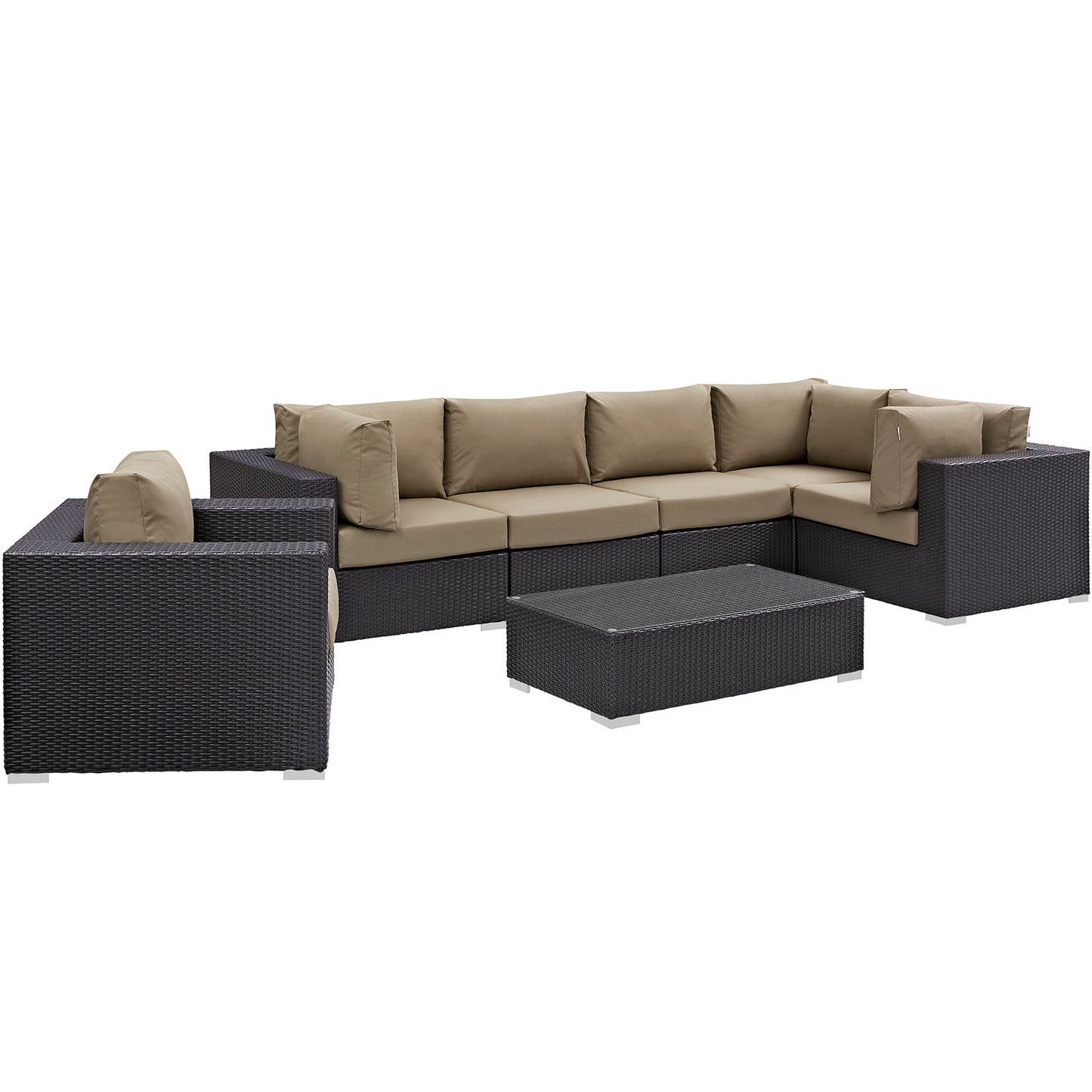 Modway - Convene 7 Piece Outdoor Patio Sectional Set by Modway  Outdoor Furniture Sofa Sectionals Gray - EEI-2157-EXP-MOC-SET