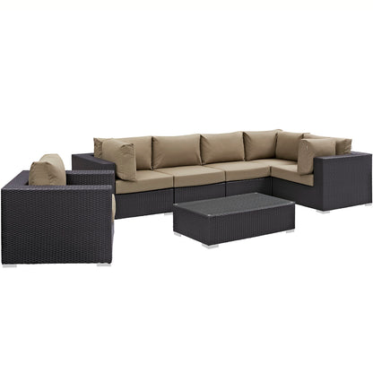 Modway - Convene 7 Piece Outdoor Patio Sectional Set by Modway  Outdoor Furniture Sofa Sectionals Gray - EEI-2157-EXP-MOC-SET