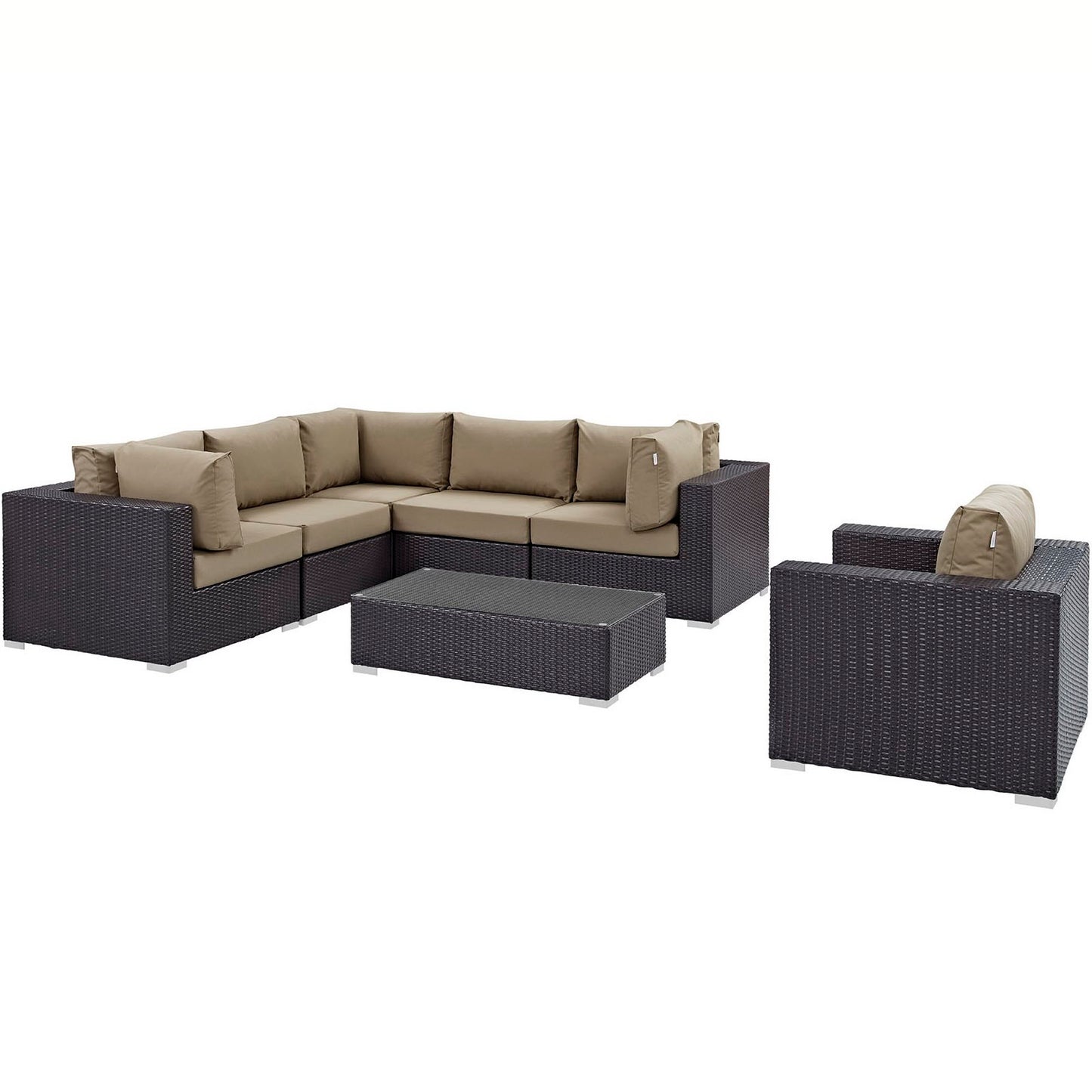 Modway - Convene 7 Piece Outdoor Patio Sectional Set by Modway  Outdoor Furniture Sofa Sectionals Gray - EEI-2157-EXP-MOC-SET
