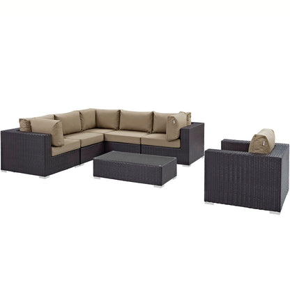 Modway - Convene 7 Piece Outdoor Patio Sectional Set by Modway  Outdoor Furniture Sofa Sectionals Gray - EEI-2157-EXP-MOC-SET