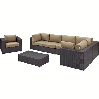 Modway - Convene 7 Piece Outdoor Patio Sectional Set by Modway  Outdoor Furniture Sofa Sectionals Gray - EEI-2157-EXP-MOC-SET