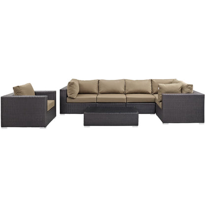 Modway - Convene 7 Piece Outdoor Patio Sectional Set by Modway  Outdoor Furniture Sofa Sectionals Gray - EEI-2157-EXP-MOC-SET