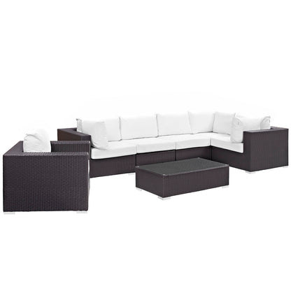 Modway - Convene 7 Piece Outdoor Patio Sectional Set by Modway  Outdoor Furniture Sofa Sectionals White - EEI-2157-EXP-WHI-SET