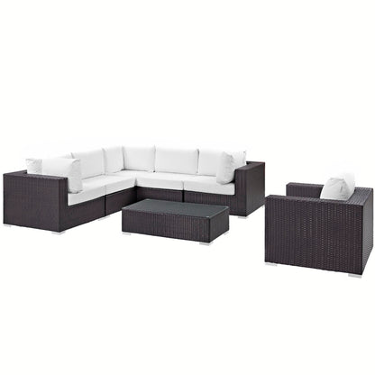 Modway - Convene 7 Piece Outdoor Patio Sectional Set by Modway  Outdoor Furniture Sofa Sectionals White - EEI-2157-EXP-WHI-SET