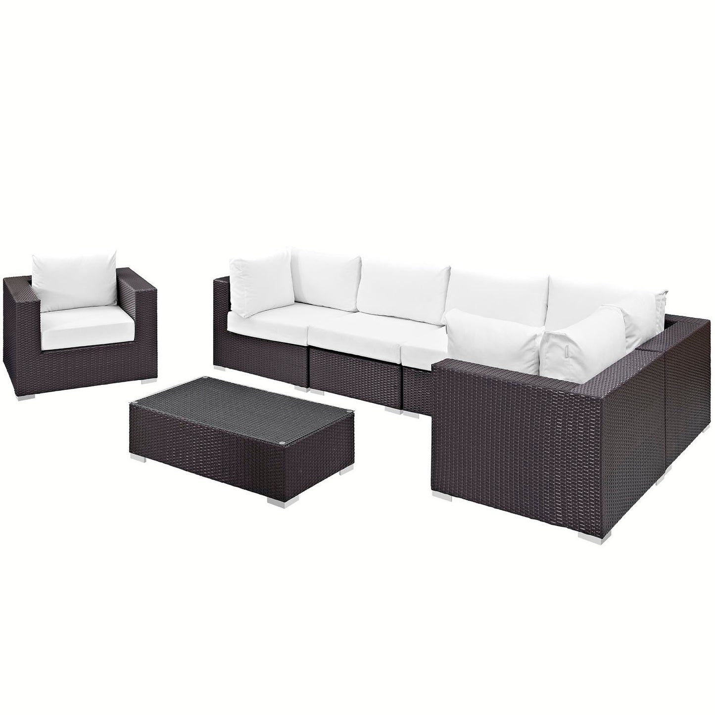 Modway - Convene 7 Piece Outdoor Patio Sectional Set by Modway  Outdoor Furniture Sofa Sectionals White - EEI-2157-EXP-WHI-SET