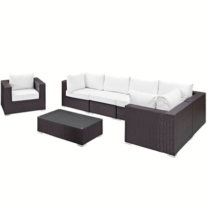 Modway - Convene 7 Piece Outdoor Patio Sectional Set by Modway  Outdoor Furniture Sofa Sectionals White - EEI-2157-EXP-WHI-SET