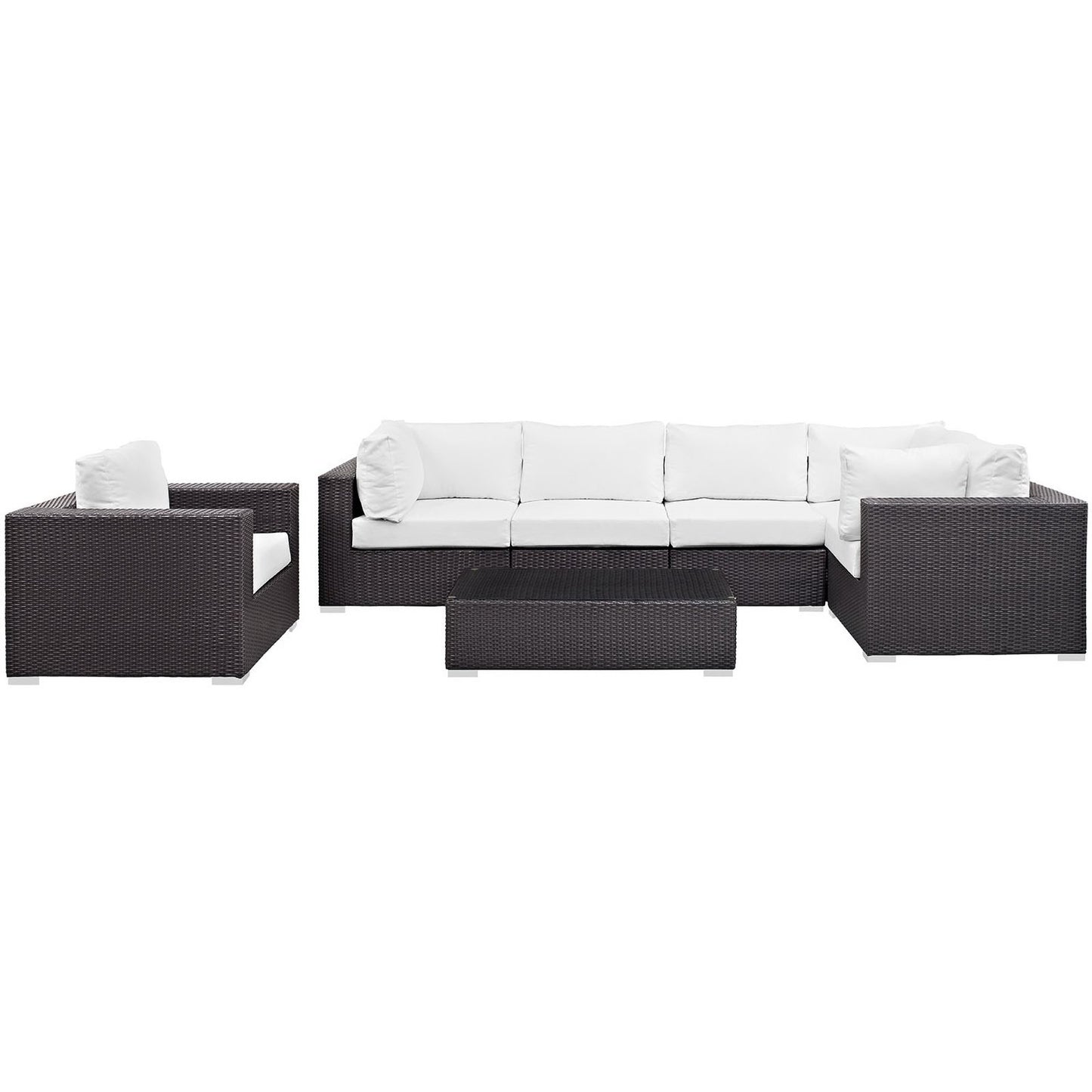 Modway - Convene 7 Piece Outdoor Patio Sectional Set by Modway  Outdoor Furniture Sofa Sectionals White - EEI-2157-EXP-WHI-SET