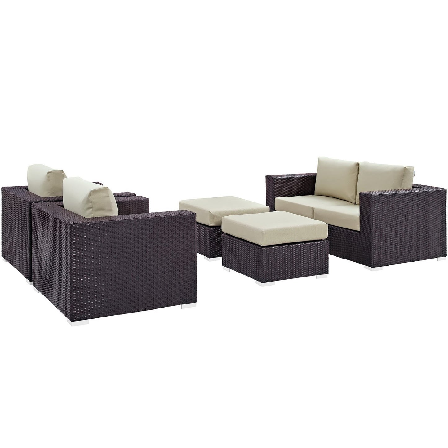 Modway - Convene 5 Piece Outdoor Patio Sofa Set by Modway  Outdoor Furniture Sofa Sectionals Brown - EEI-2158-EXP-BEI-SET