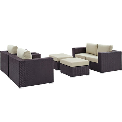 Modway - Convene 5 Piece Outdoor Patio Sofa Set by Modway  Outdoor Furniture Sofa Sectionals Brown - EEI-2158-EXP-BEI-SET