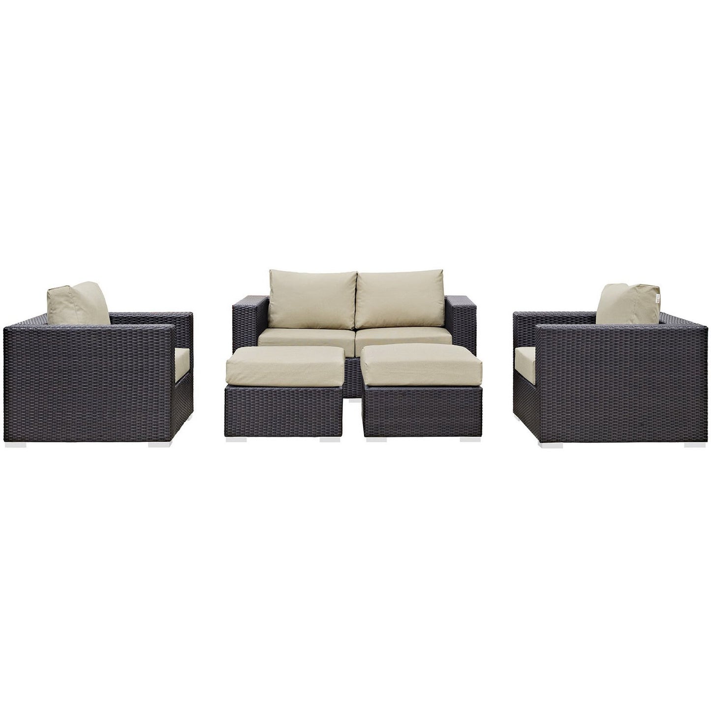 Modway - Convene 5 Piece Outdoor Patio Sofa Set by Modway  Outdoor Furniture Sofa Sectionals Brown - EEI-2158-EXP-BEI-SET
