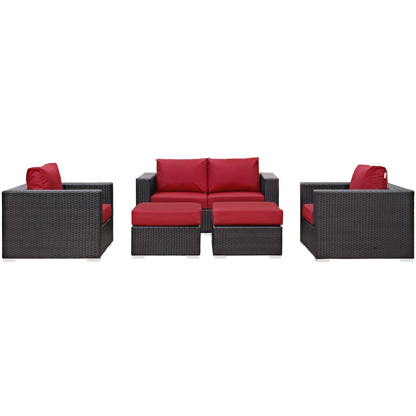Modway Outlet Convene 5 Piece Outdoor Patio Sofa Set by Modway  Outdoor Furniture Furniture Espresso Red - EEI-2158-EXP-RED-SET