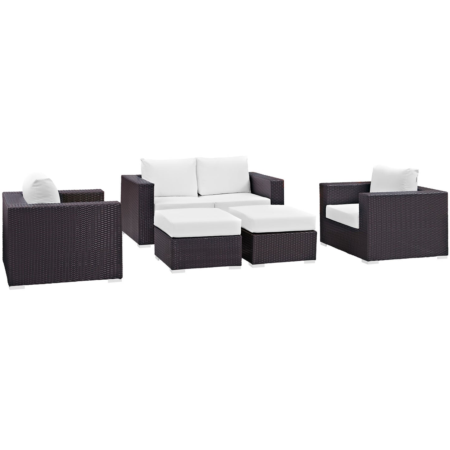 Modway - Convene 5 Piece Outdoor Patio Sofa Set by Modway  Outdoor Furniture Sofa Sectionals White - EEI-2158-EXP-WHI-SET