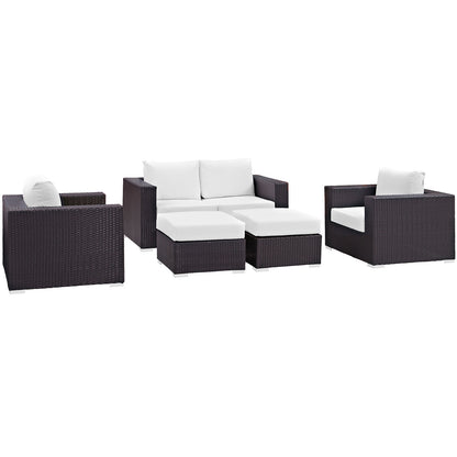 Modway - Convene 5 Piece Outdoor Patio Sofa Set by Modway  Outdoor Furniture Sofa Sectionals White - EEI-2158-EXP-WHI-SET