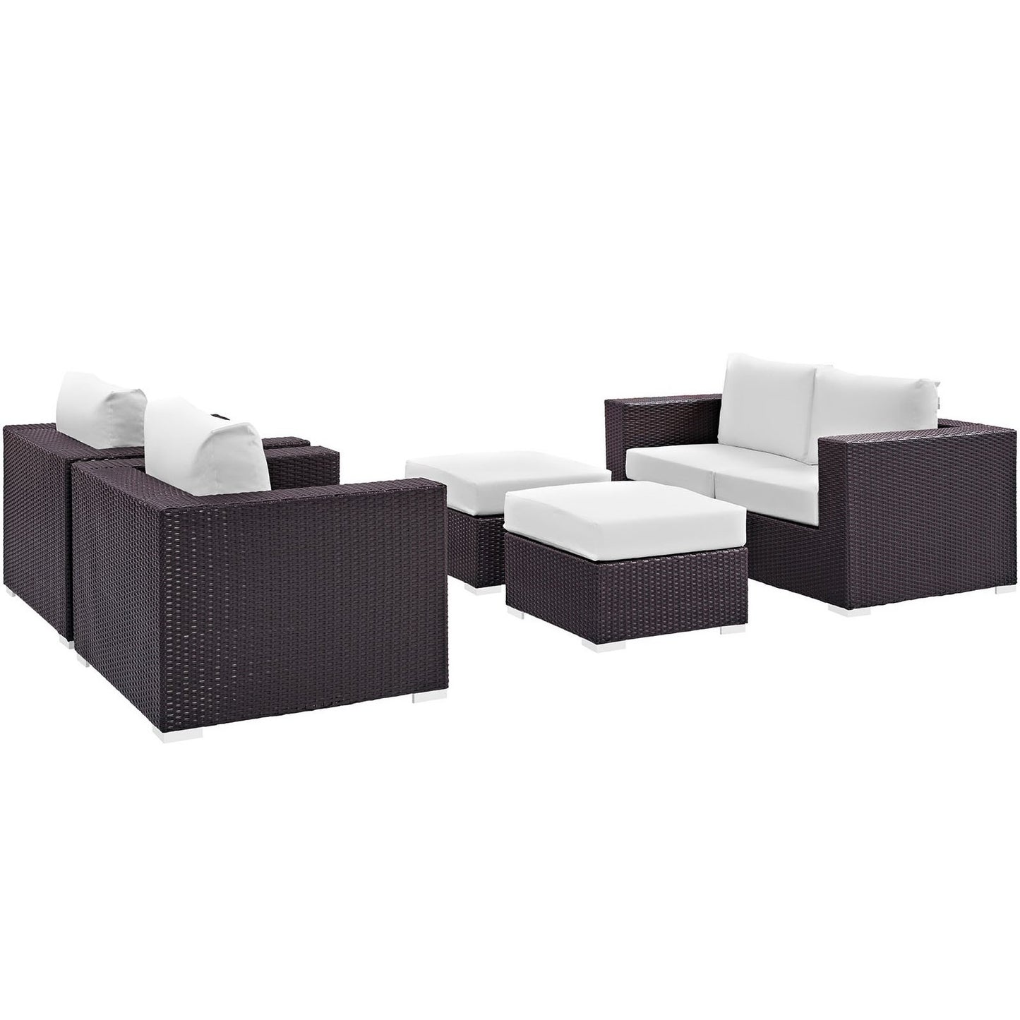 Modway - Convene 5 Piece Outdoor Patio Sofa Set by Modway  Outdoor Furniture Sofa Sectionals White - EEI-2158-EXP-WHI-SET
