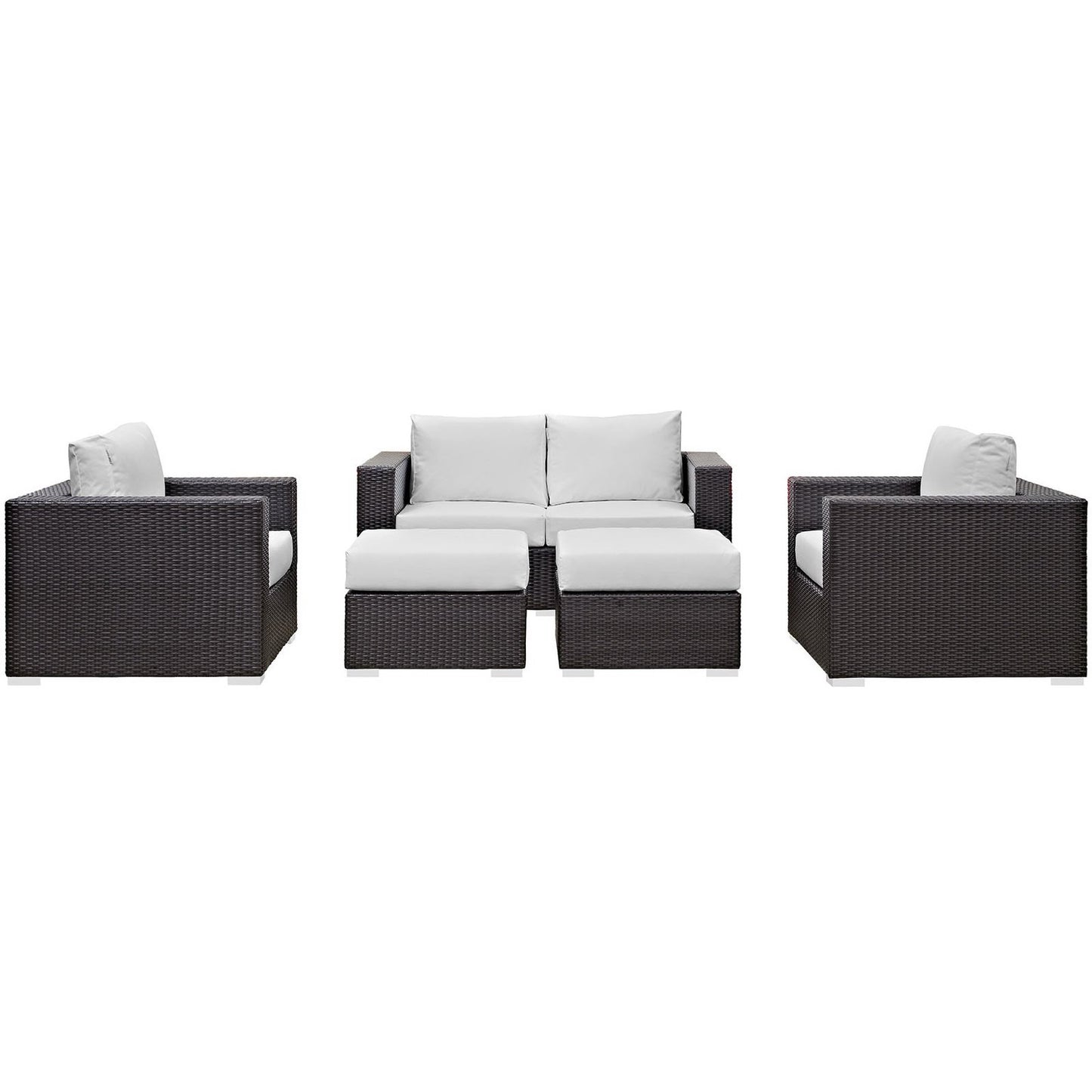 Modway - Convene 5 Piece Outdoor Patio Sofa Set by Modway  Outdoor Furniture Sofa Sectionals White - EEI-2158-EXP-WHI-SET