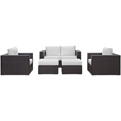 Modway - Convene 5 Piece Outdoor Patio Sofa Set by Modway  Outdoor Furniture Sofa Sectionals White - EEI-2158-EXP-WHI-SET