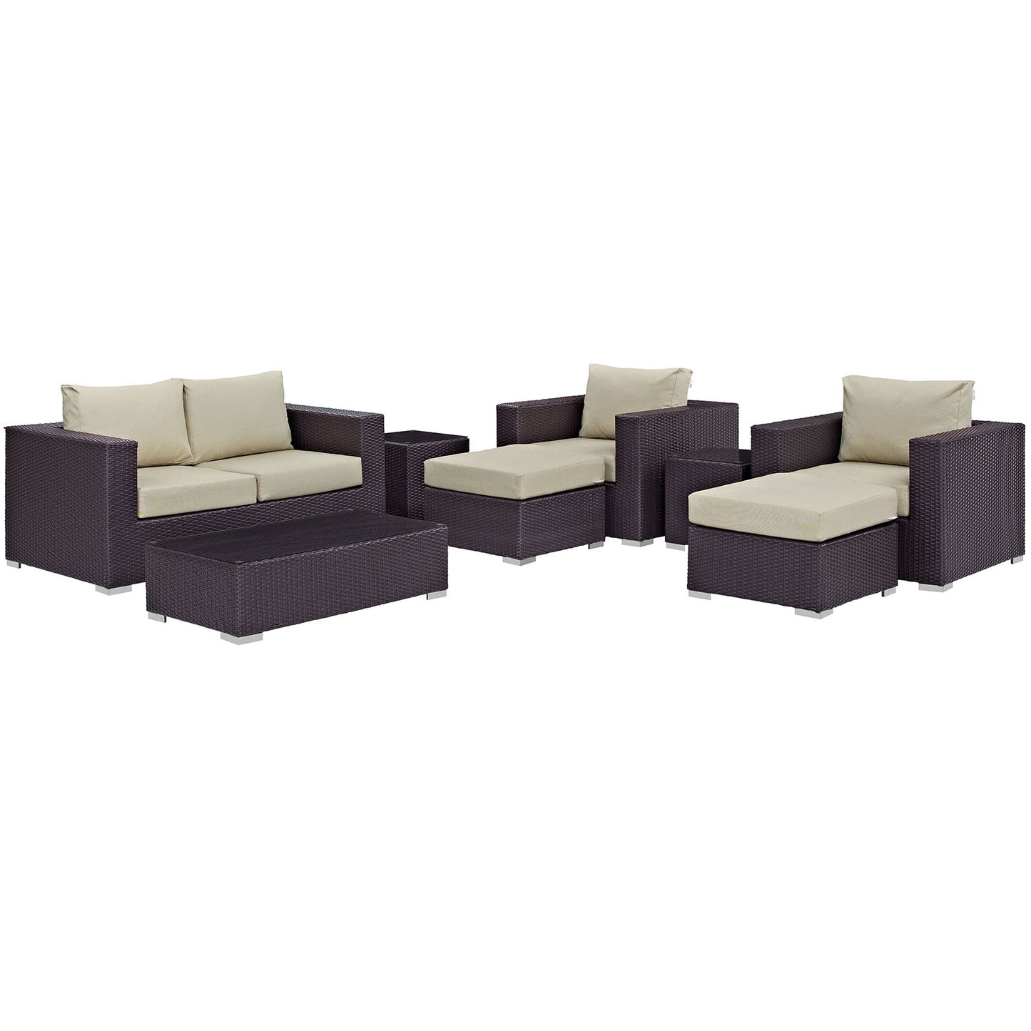 Modway - Convene 8 Piece Outdoor Patio Sofa Set by Modway  Outdoor Furniture Sofa Sectionals Brown - EEI-2159-EXP-BEI-SET