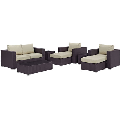 Modway - Convene 8 Piece Outdoor Patio Sofa Set by Modway  Outdoor Furniture Sofa Sectionals Brown - EEI-2159-EXP-BEI-SET