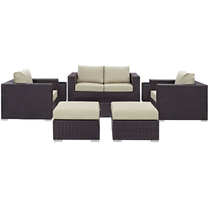 Modway - Convene 8 Piece Outdoor Patio Sofa Set by Modway  Outdoor Furniture Sofa Sectionals Brown - EEI-2159-EXP-BEI-SET