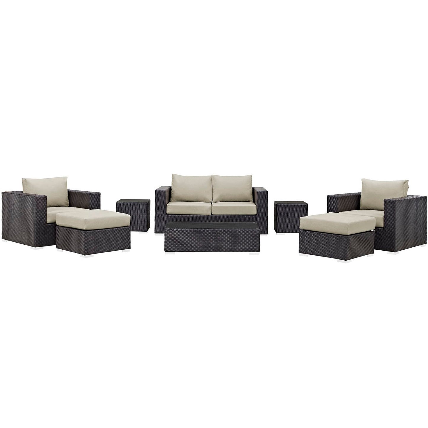 Modway - Convene 8 Piece Outdoor Patio Sofa Set by Modway  Outdoor Furniture Sofa Sectionals Brown - EEI-2159-EXP-BEI-SET