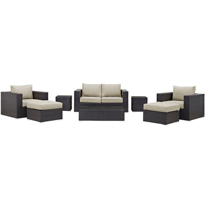 Modway - Convene 8 Piece Outdoor Patio Sofa Set by Modway  Outdoor Furniture Sofa Sectionals Brown - EEI-2159-EXP-BEI-SET