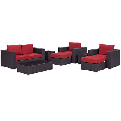 Modway Outlet Convene 8 Piece Outdoor Patio Sofa Set by Modway  Outdoor Furniture Furniture Espresso Red - EEI-2159-EXP-RED-SET