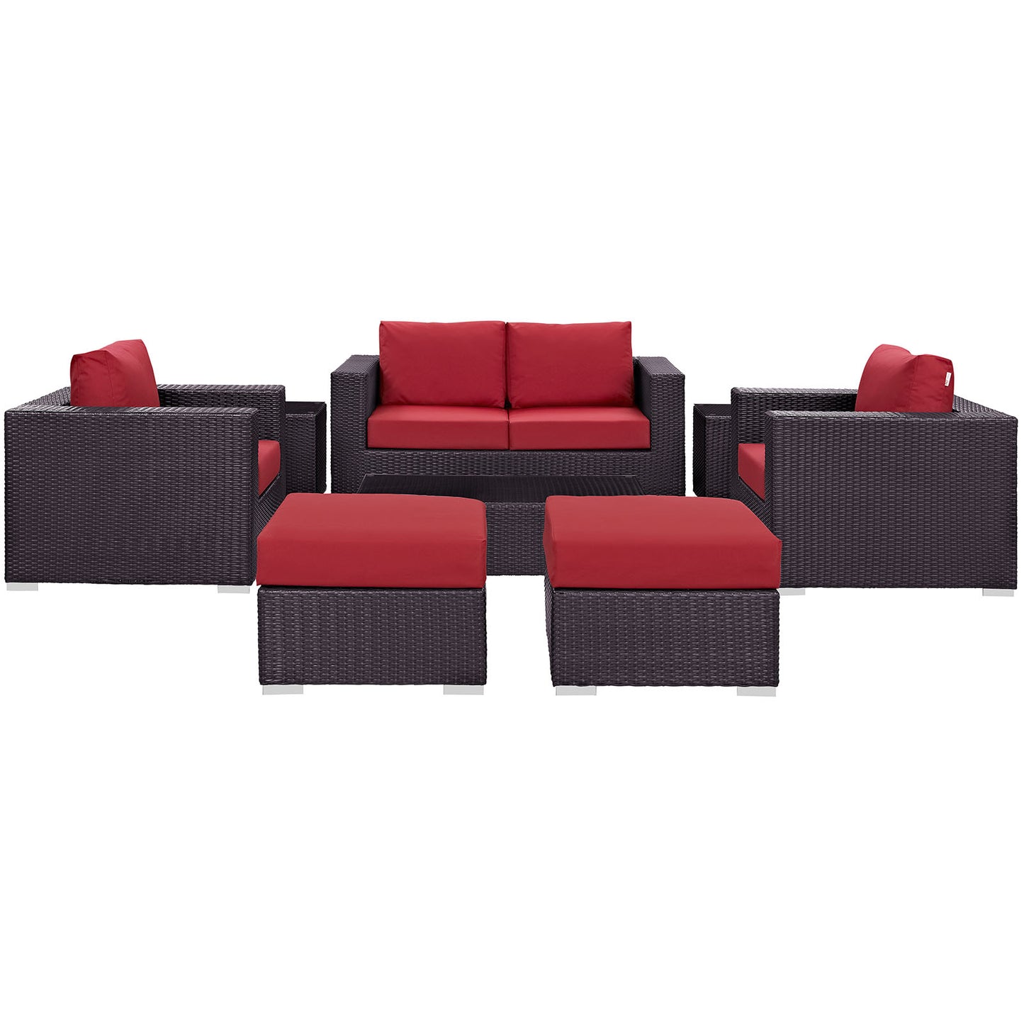 Modway Outlet Convene 8 Piece Outdoor Patio Sofa Set by Modway  Outdoor Furniture Furniture Espresso Red - EEI-2159-EXP-RED-SET