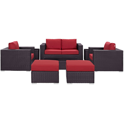 Modway Outlet Convene 8 Piece Outdoor Patio Sofa Set by Modway  Outdoor Furniture Furniture Espresso Red - EEI-2159-EXP-RED-SET