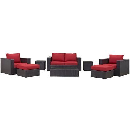 Modway Outlet Convene 8 Piece Outdoor Patio Sofa Set by Modway  Outdoor Furniture Furniture Espresso Red - EEI-2159-EXP-RED-SET