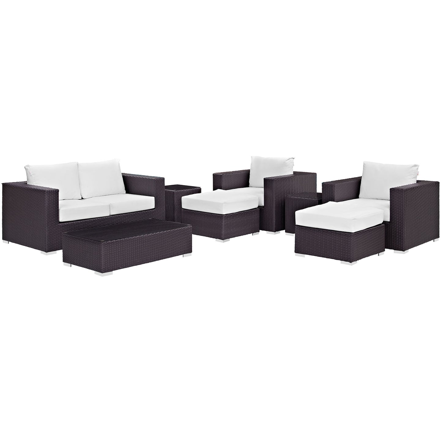 Modway - Convene 8 Piece Outdoor Patio Sofa Set by Modway  Outdoor Furniture Sofa Sectionals White - EEI-2159-EXP-WHI-SET