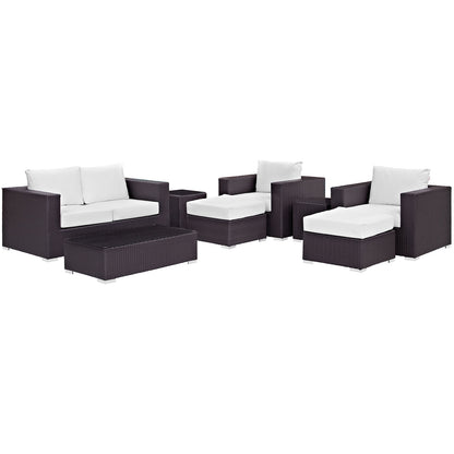 Modway - Convene 8 Piece Outdoor Patio Sofa Set by Modway  Outdoor Furniture Sofa Sectionals White - EEI-2159-EXP-WHI-SET