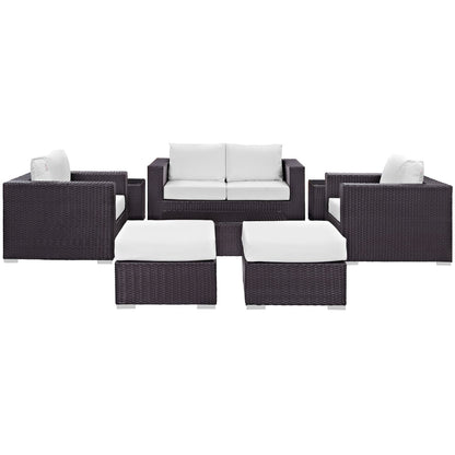 Modway - Convene 8 Piece Outdoor Patio Sofa Set by Modway  Outdoor Furniture Sofa Sectionals White - EEI-2159-EXP-WHI-SET