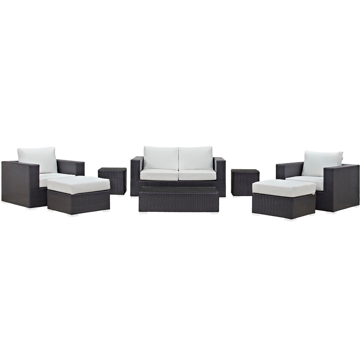 Modway - Convene 8 Piece Outdoor Patio Sofa Set by Modway  Outdoor Furniture Sofa Sectionals White - EEI-2159-EXP-WHI-SET