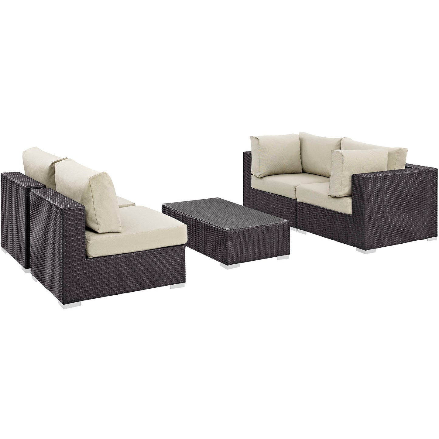 Modway - Convene 5 Piece Outdoor Patio Sectional Set by Modway  Outdoor Furniture Sofa Sectionals Brown - EEI-2163-EXP-BEI-SET