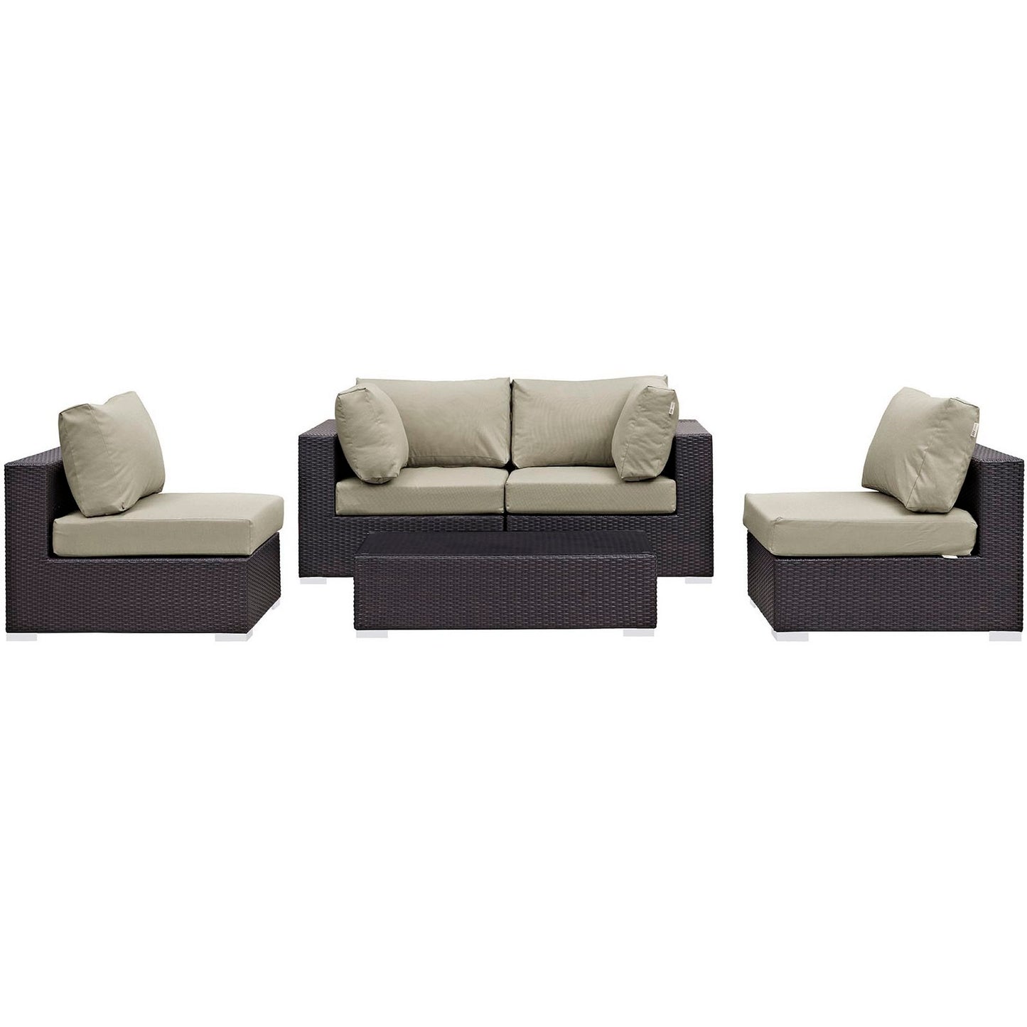 Modway - Convene 5 Piece Outdoor Patio Sectional Set by Modway  Outdoor Furniture Sofa Sectionals Brown - EEI-2163-EXP-BEI-SET