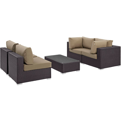 Modway - Convene 5 Piece Outdoor Patio Sectional Set by Modway  Outdoor Furniture Sofa Sectionals Gray - EEI-2163-EXP-MOC-SET