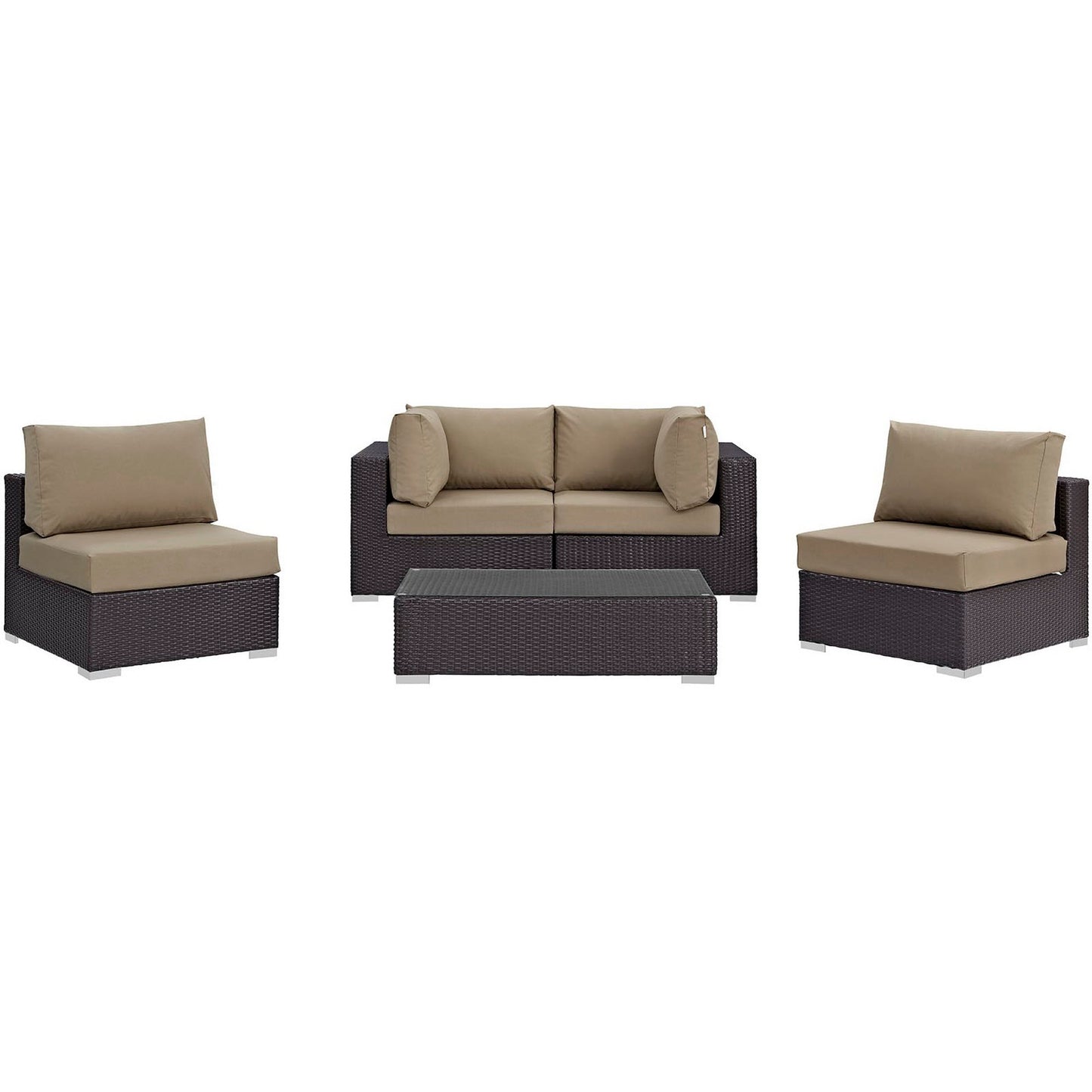 Modway - Convene 5 Piece Outdoor Patio Sectional Set by Modway  Outdoor Furniture Sofa Sectionals Gray - EEI-2163-EXP-MOC-SET